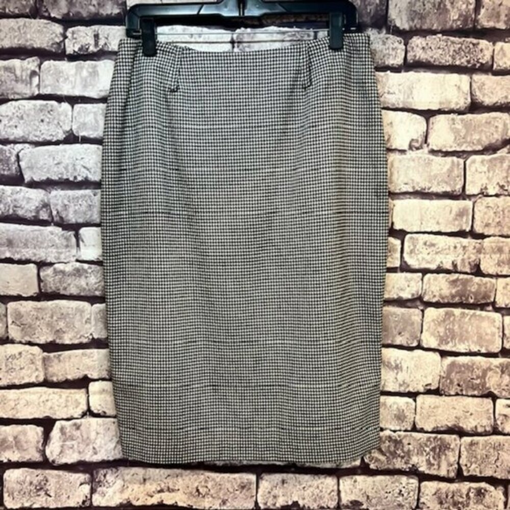 Anne Klein Black & White Houndstooth Fully Lined Skirt Size 10